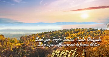 Aperçu de la carte : « Thank you, Grazie, Gracias... Il n'y a pas suffisamment de façons de dire merci... »