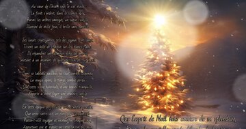 Aperçu de la carte : « Au cœur de l’hiver, un sapin illuminé de mille feux apporte chaleur et espoir... »