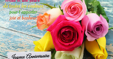 Aperçu de la carte : « Mille et une fleurs de toutes les couleurs pour t'apporter joie et bonheur... »