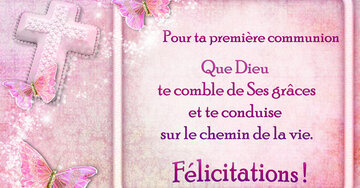 Aperçu de la carte : « Pour ta première communion, que Dieu te comble de Ses grâces... »