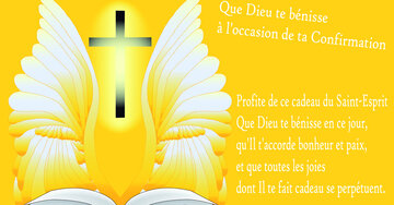 Aperçu de la carte : « Que Dieu te bénisse à l'occasion de ta Confirmation. Profite de ce cadeau... »