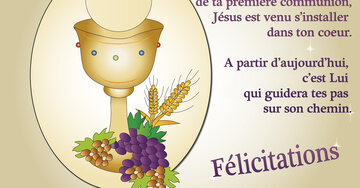 Aperçu de la carte : « En ce jour si beau de ta première communion, Jésus est venu... »