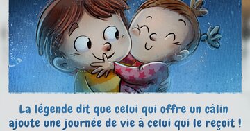Aperçu de la carte : « La légende dit qu'un câlin ajoute une journée de vie à celui qui le reçoit... »