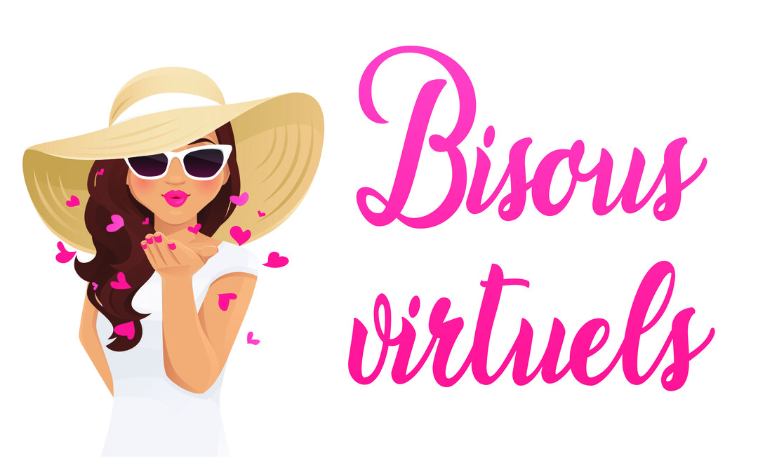 Une femme chic portant un grand chapeau et des lunettes de soleil souffle des petits cœurs roses depuis la paume de ses mains.