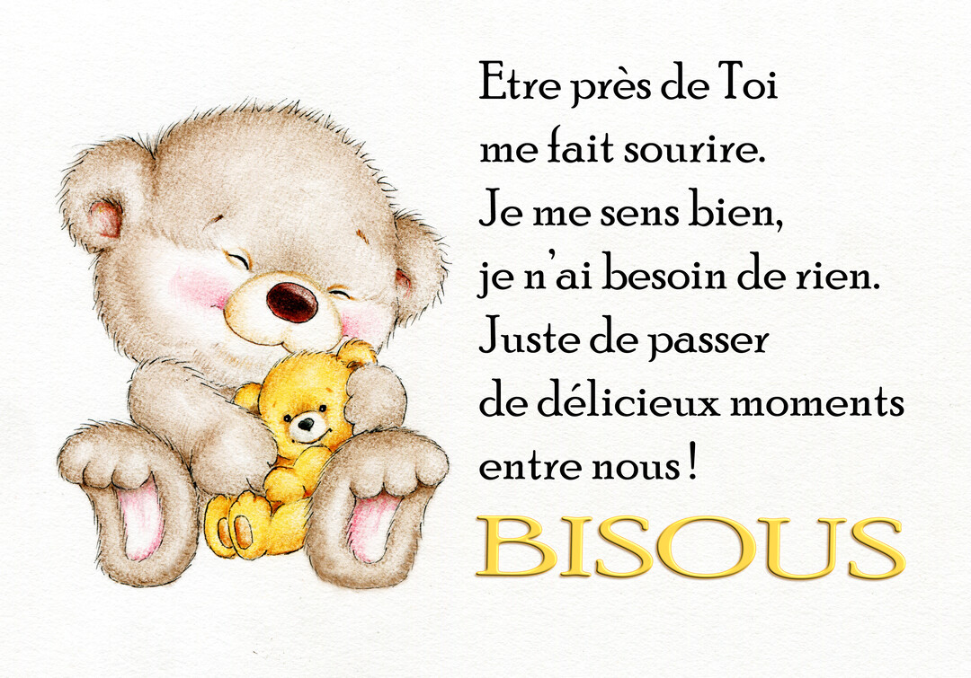 Un dessin au crayon d'un grand ours brun souriant, serrant tendrement dans ses bras un petit ourson jaune sur un fond blanc texturé.