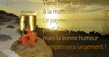 Aperçu de la carte : « Viens boire un coup à la maison ! Le paysage ne sera peut-être pas... »