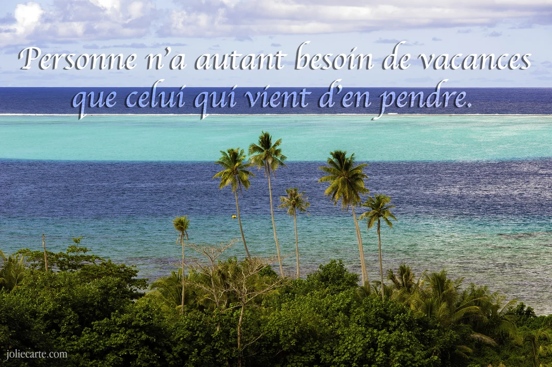 Une photographie d'un paysage de rêve en bord de mer, avec une mer turquoise, des palmiers luxuriants et un ciel bleu nuageux.