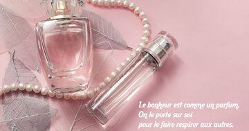 Aperçu de la carte : « Le bonheur est comme un parfum. On le porte sur soi pour le faire respirer... »