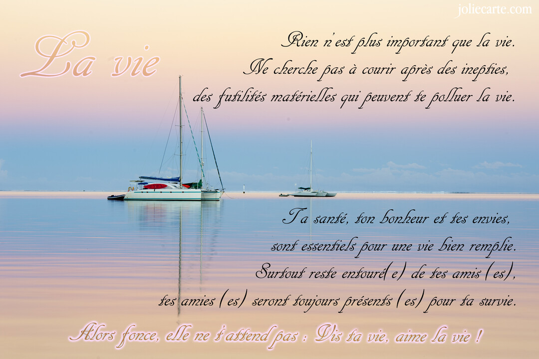 Paysage marin serein avec deux catamarans sur l'eau calme, sous un ciel aux teintes pastel de rose et de bleu au crépuscule.