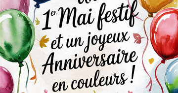 Aperçu de la carte : Un 1er Mai festif et un joyeux Anniversaire en couleurs !