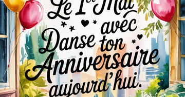 Aperçu de la carte : Le 1er Mai avec  
Danse ton Anniversaire aujourd’hui.