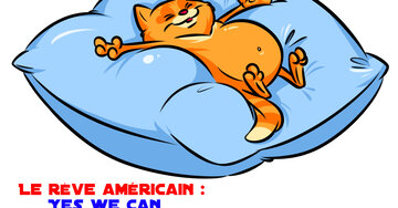 Aperçu de la carte : « Le rêve américain : Yes we can. Le rêve français : Yes week-end ! »...