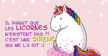 Aperçu de la carte : « Il paraît que les licornes n'existent pas ?! C'est une sirène qui me l'a dit... »