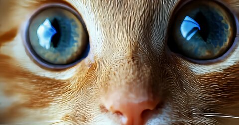 Gros plan sur le visage d'un chaton roux aux grands yeux bleus avec la citation 'Quand j'avais besoin d'une main, j'ai trouvé ta patte.'