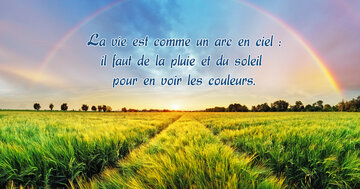 Aperçu de la carte : "La vie est comme un arc-en-ciel, il faut pluie et soleil..."