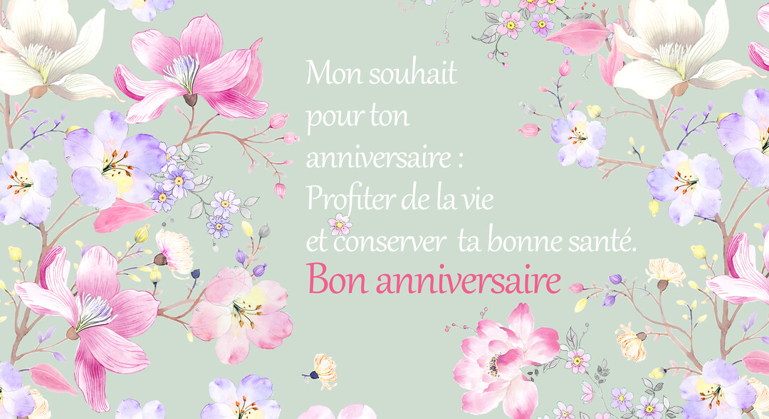 Illustration de style aquarelle de fleurs de magnolias et de cerisiers roses, violettes et blanches sur un fond vert pastel.