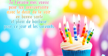 Aperçu de la carte : « Je t'envoie mes vœux pour ton anniversaire avec le désir de te voir... »
