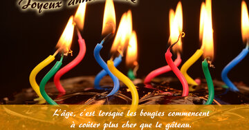 Aperçu de la carte : « L'âge, c'est lorsque les bougies coûtent plus cher que le gâteau... »