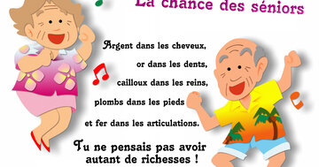 Aperçu de la carte : « Argent dans les cheveux, or dans les dents... la découverte des richesses de l'âge... »