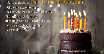 Aperçu de la carte : « Je te souhaite un très bon anniversaire. Que cette nouvelle année soit placée... »