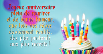 Aperçu de la carte : « Joyeux anniversaire plein de sourires et de bonne humeur, que tous vos rêves... »