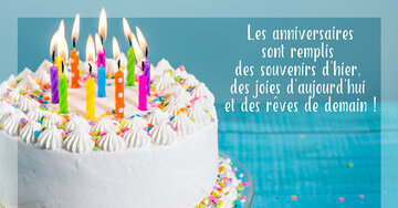 Aperçu de la carte : « Les anniversaires sont remplis des souvenirs d'hier, des joies d'aujourd'hui et des rêves... »
