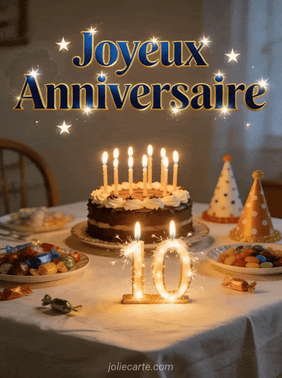 Joyeux anniversaire 10 ans - Carte