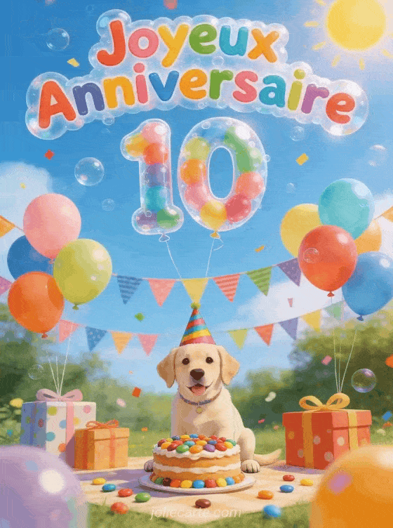 Joyeux anniversaire 10 ans - Carte enfant