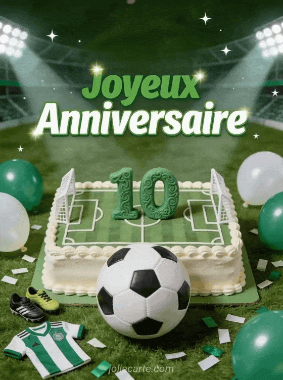 Joyeux anniversaire 10 ans - Carte garcon foot