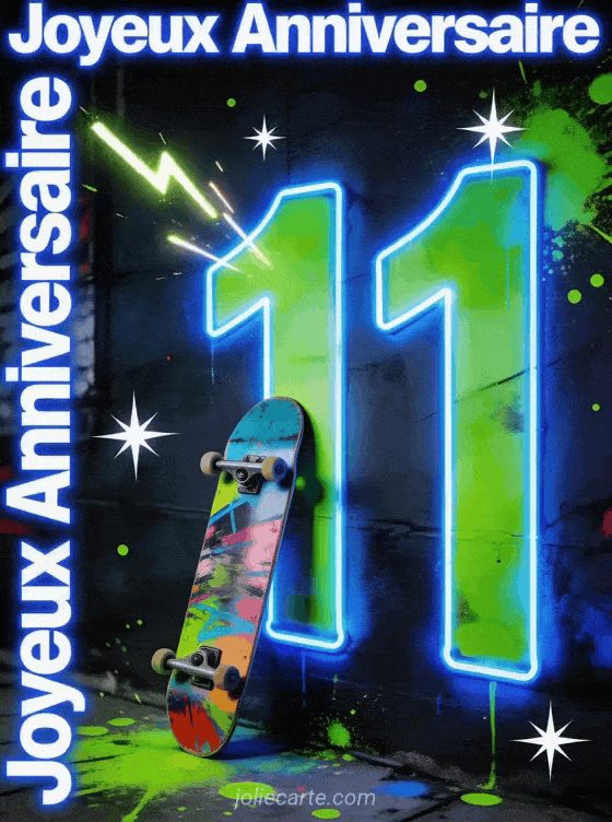 Joyeux anniversaire 11 ans - Carte garcon