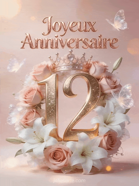 Joyeux anniversaire 12 ans - Carte fille