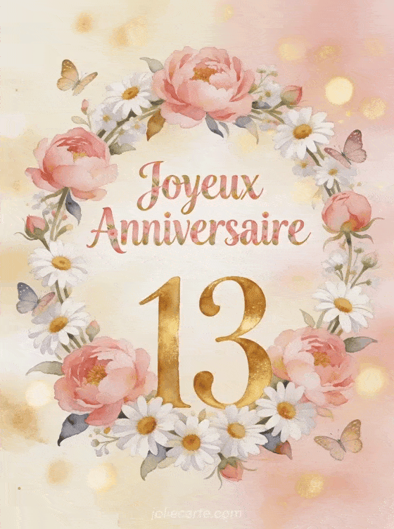 Joyeux anniversaire 13 ans - Carte fille gratuite