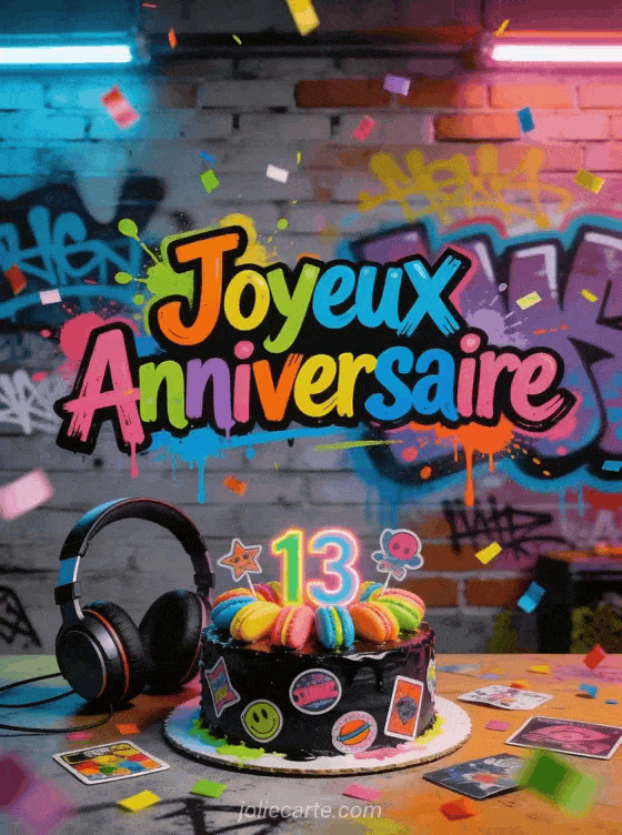 Joyeux anniversaire 13 ans - Carte ado