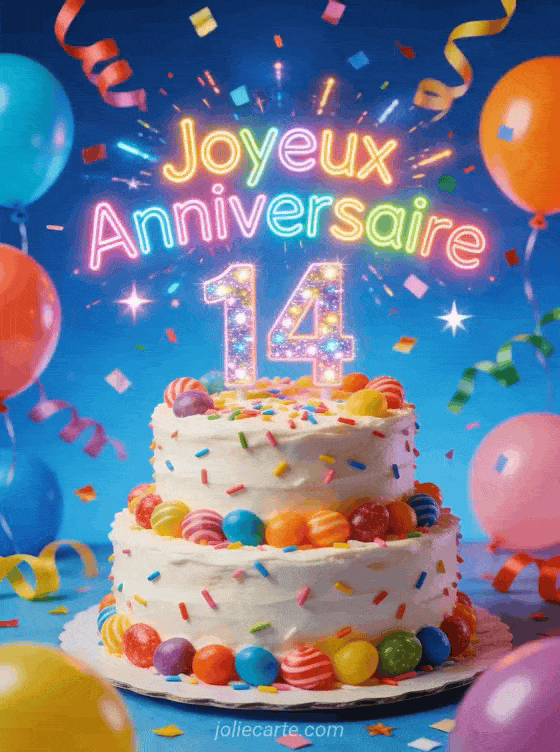 Joyeux anniversaire 14 ans - Carte