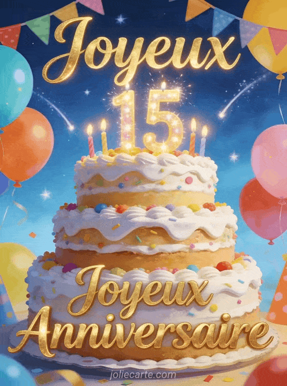 Joyeux anniversaire 15 ans - Carte