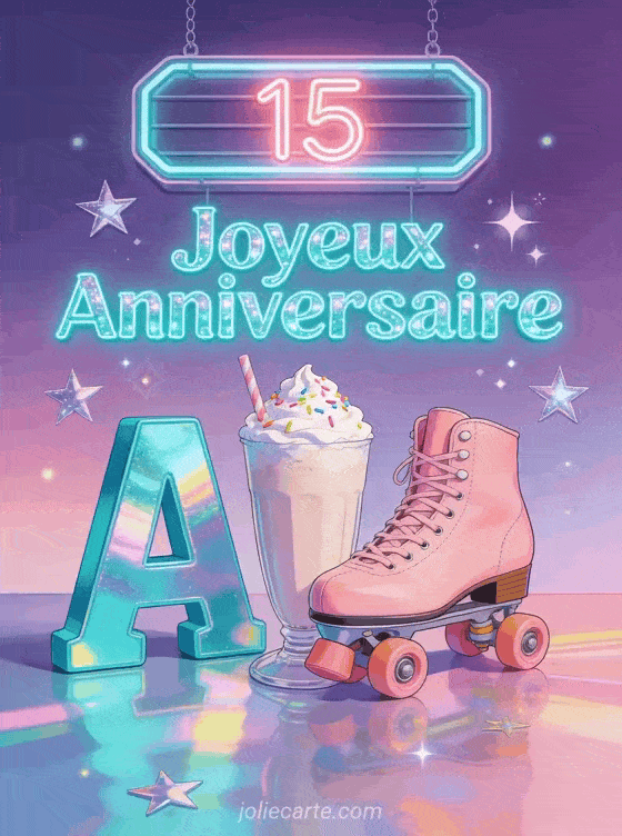 Joyeux anniversaire 15 ans - Carte ado fille