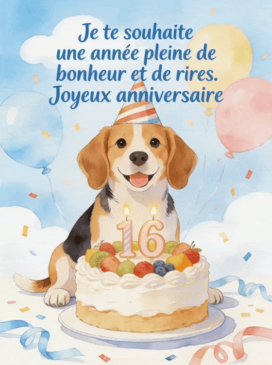 Joyeux anniversaire 16 ans - Mot