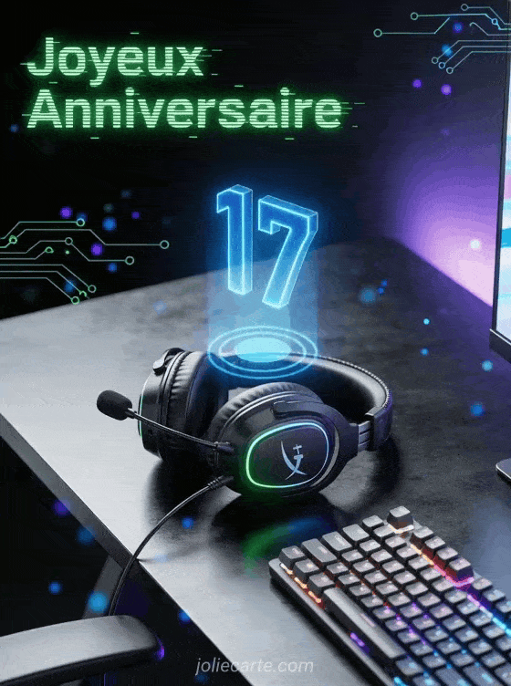 Joyeux anniversaire 17 ans - Carte garcon