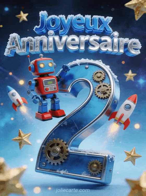 Joyeux anniversaire 2 ans - Carte garcon