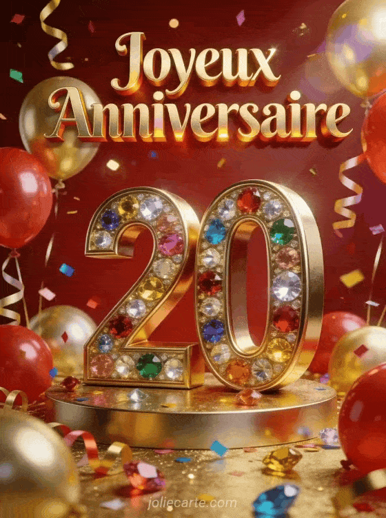 Joyeux anniversaire 20 ans - Carte gratuite