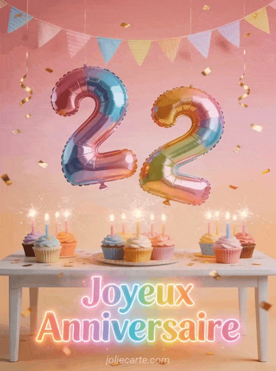 Joyeux anniversaire 22 ans - Carte