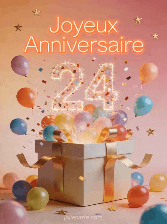 Joyeux anniversaire 24 ans - Carte gratuite