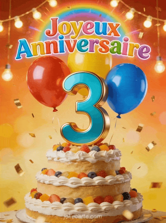 Joyeux anniversaire 3 ans - Carte