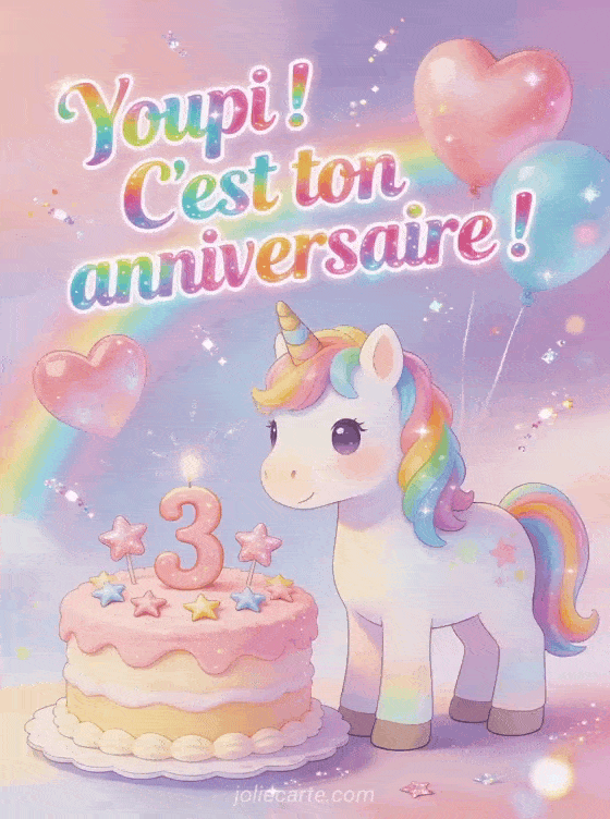 Joyeux anniversaire 3 ans - Texte fille