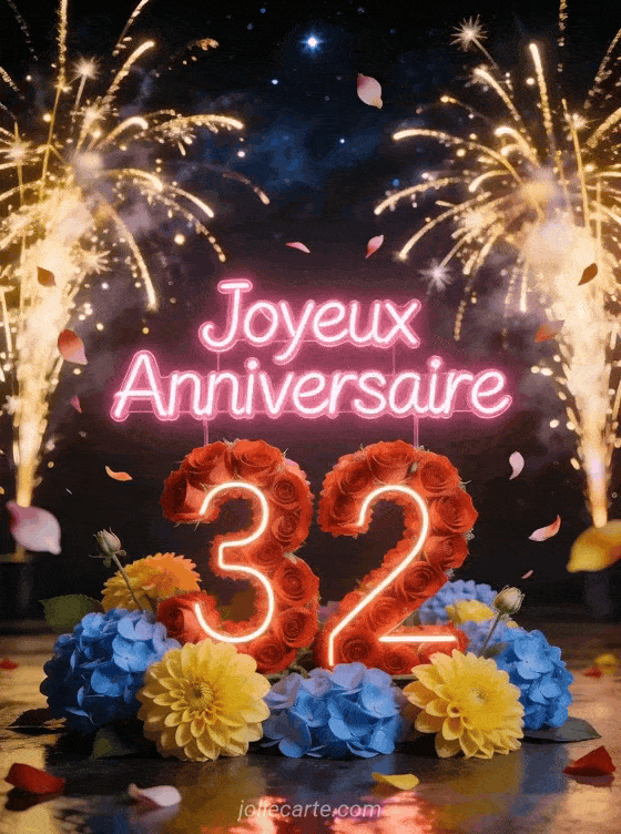 Joyeux anniversaire 32 ans - Carte originale