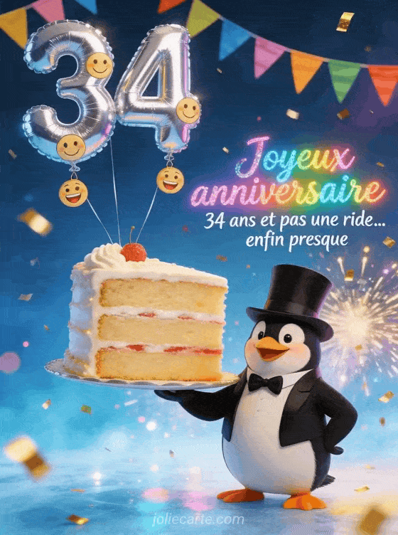 Joyeux anniversaire 34 ans - Texte humour