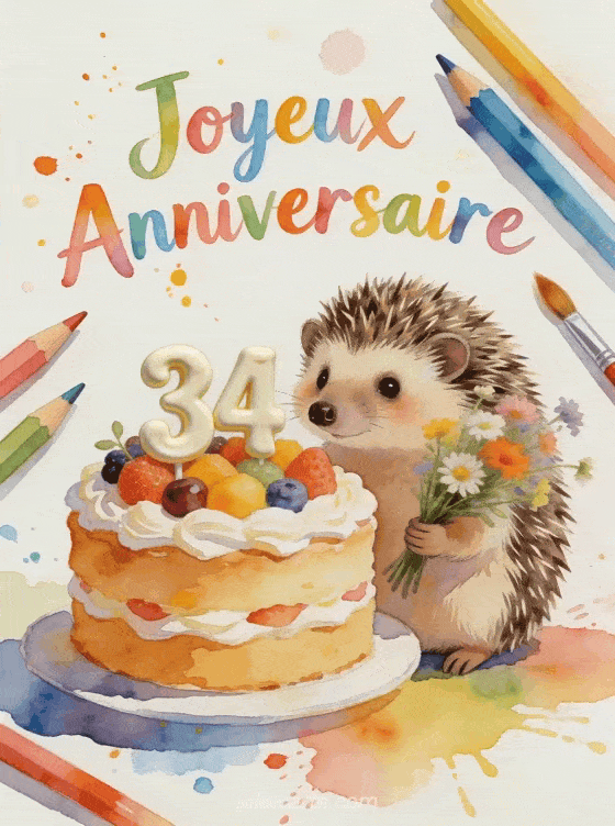 Joyeux anniversaire 34 ans - Dessin