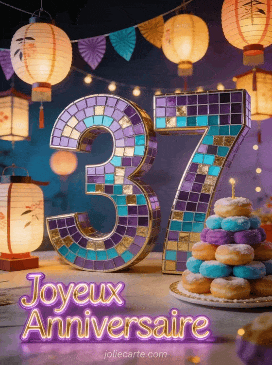 Joyeux anniversaire 37 ans - Carte originale