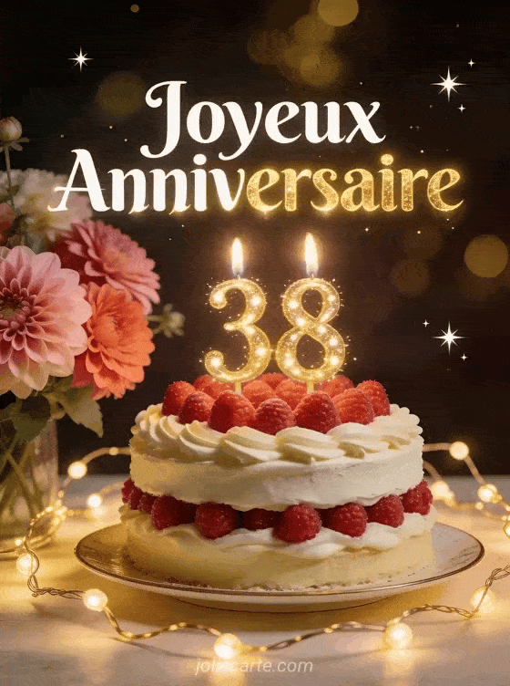 Joyeux anniversaire 38 ans - Carte