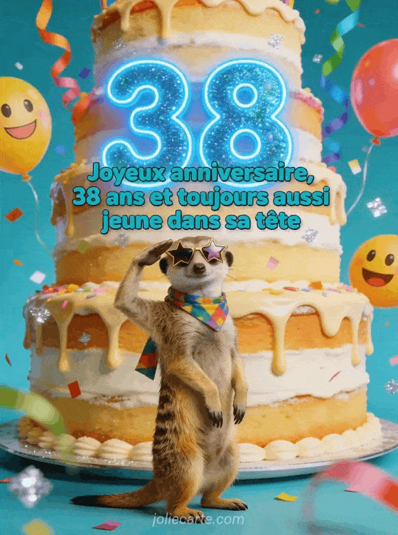 Joyeux anniversaire 38 ans - Humour gif anime
